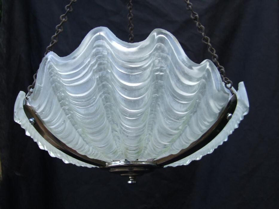 Beautiful Opaque Art Deco Shell Ceiling Light