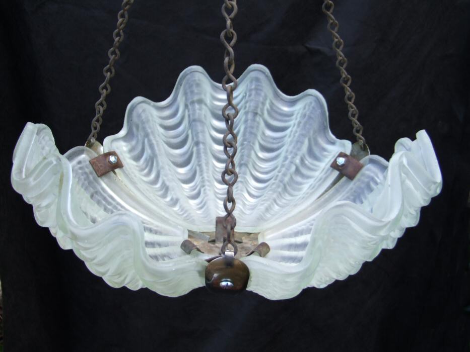 Beautiful Opaque Art Deco Shell Ceiling Light