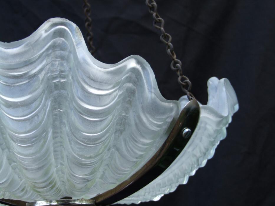 Beautiful Opaque Art Deco Shell Ceiling Light