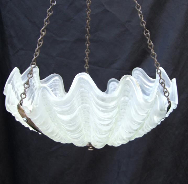 Beautiful Opaque Art Deco Shell Ceiling Light