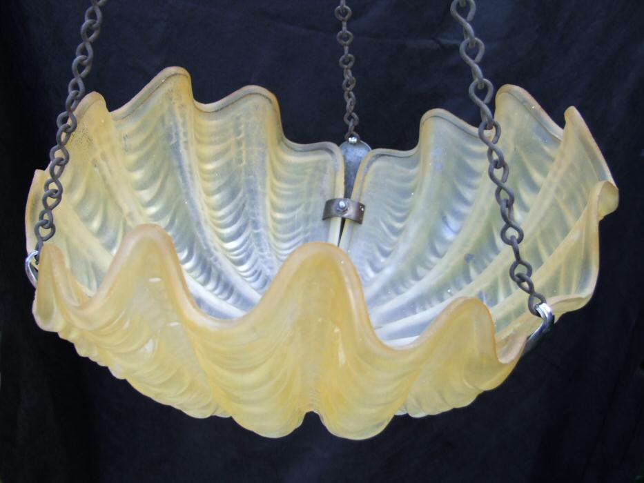 Pale Lemon Art Deco Shell Ceiling Light