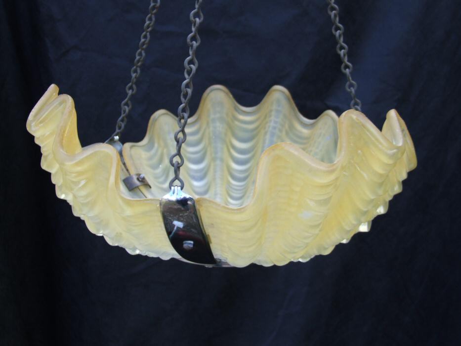 Pale Lemon Art Deco Shell Ceiling Light