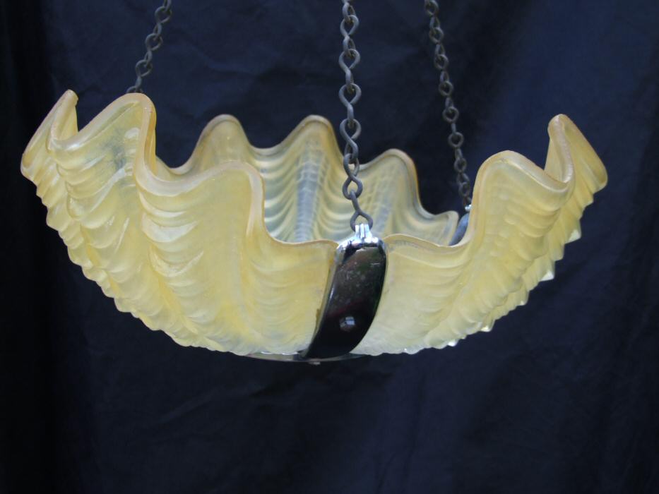 Pale Lemon Art Deco Shell Ceiling Light