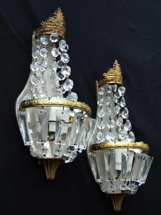 Pair of Antique Sac a Perles Wall Lights