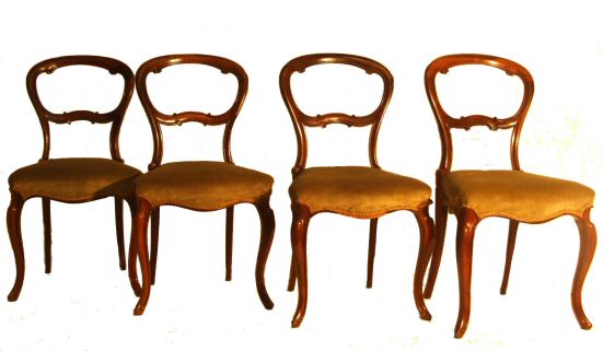 4 Early Victorian rosewood balloon back dining chairs