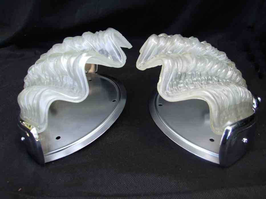 Pair of Opaque Art Deco Shell Wall Lights 