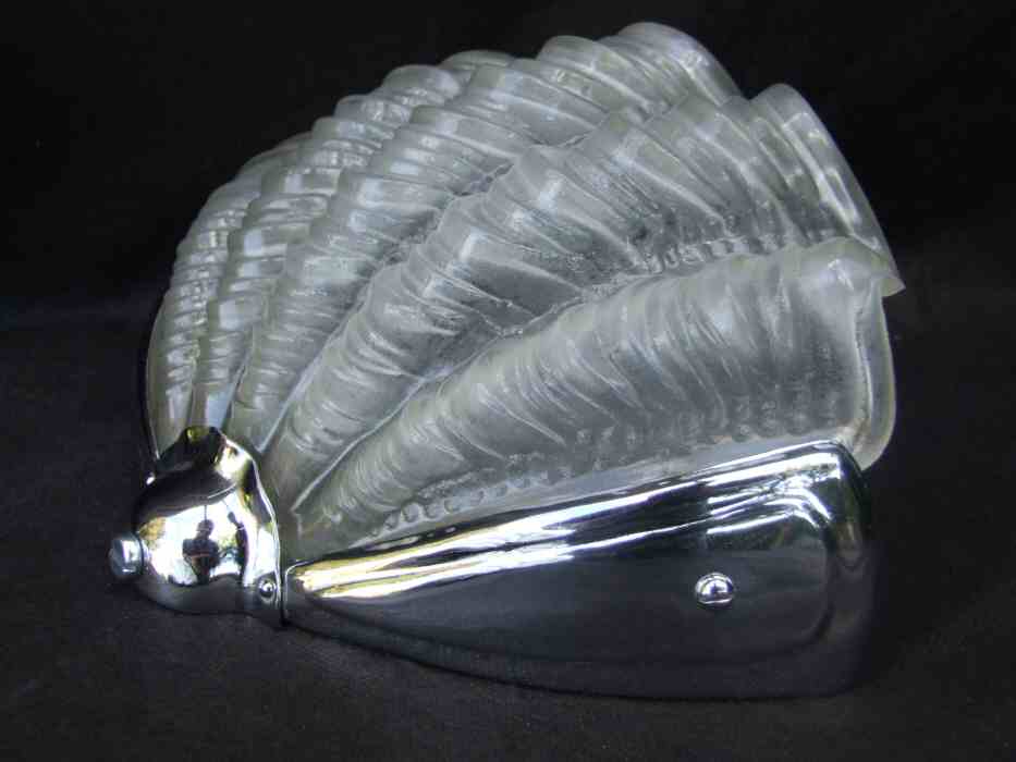 Pair of Opaque Art Deco Shell Wall Lights 