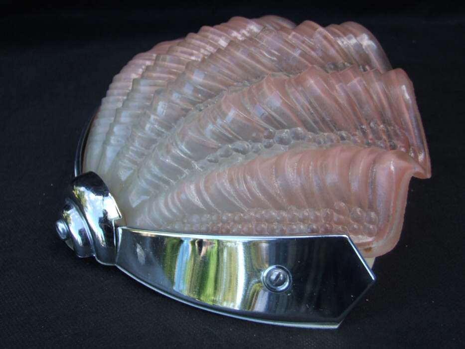 Pair of Soft Pink Art Deco Shell Wall Lights 