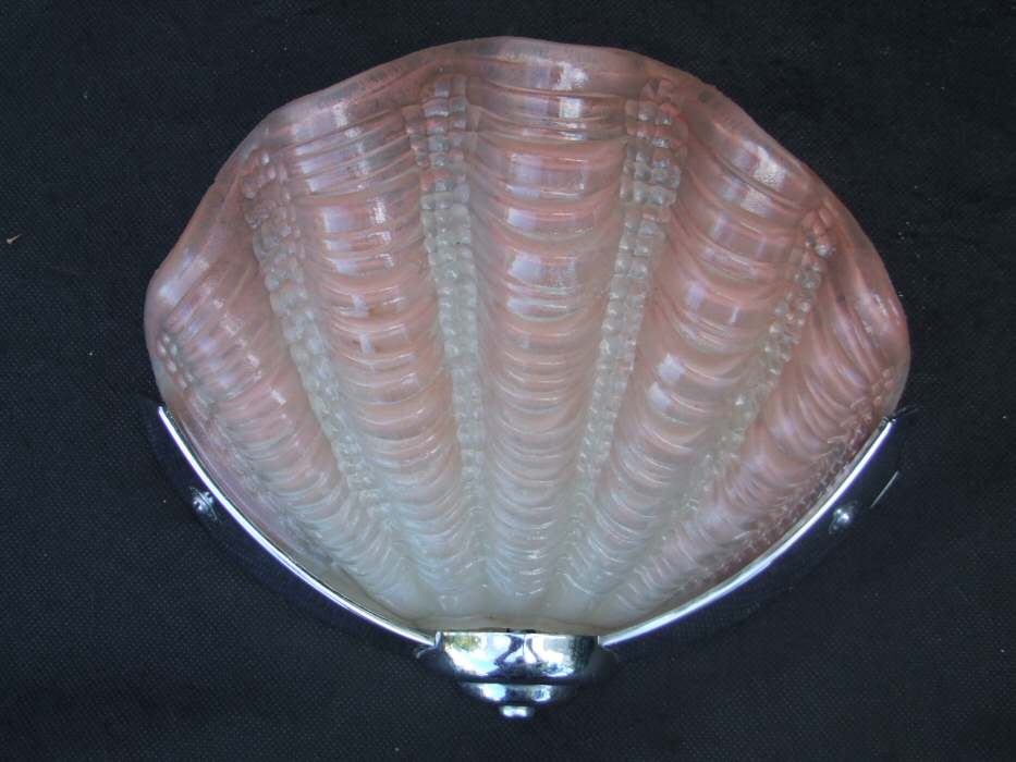 Pair of Soft Pink Art Deco Shell Wall Lights 