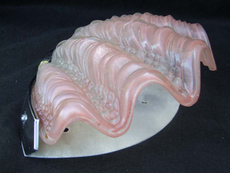 Pair of Soft Pink Art Deco Shell Wall Lights 