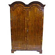 antique figured walnut double wardrobe