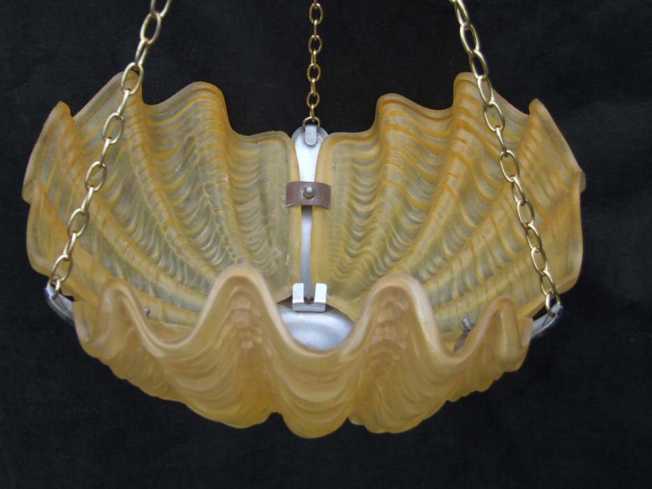 Daffodil Yellow Art Deco Shell Ceiling Light