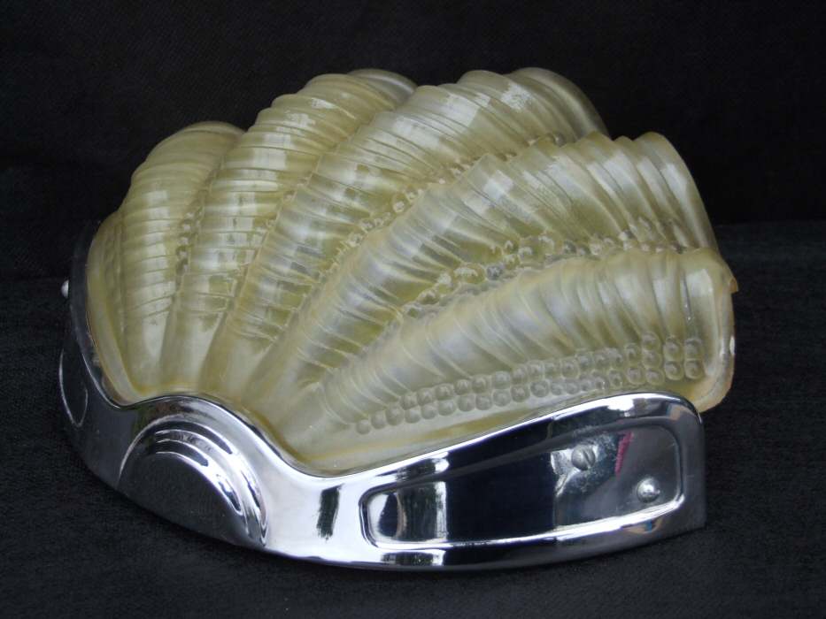 Pair of Soft Lemon Art Deco Shell Wall Lights 