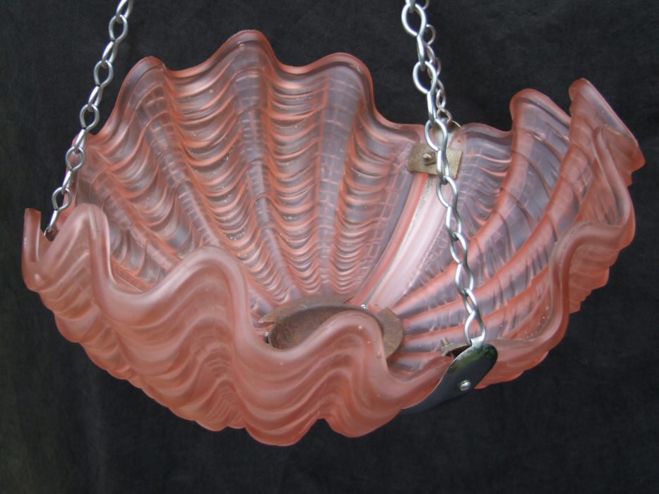 Art Deco Cranberry Shell Ceiling Light