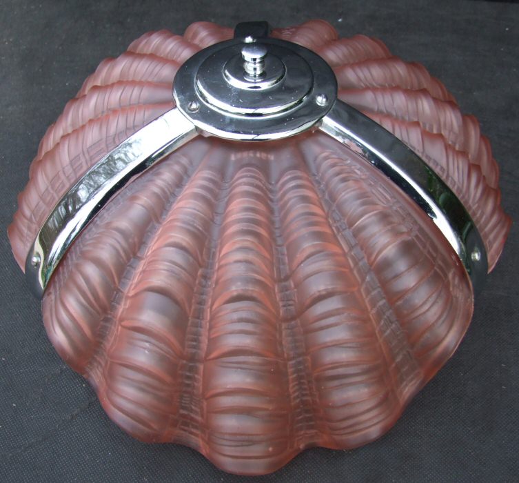 Art Deco Cranberry Shell Ceiling Light