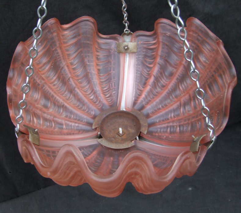 Art Deco Cranberry Shell Ceiling Light