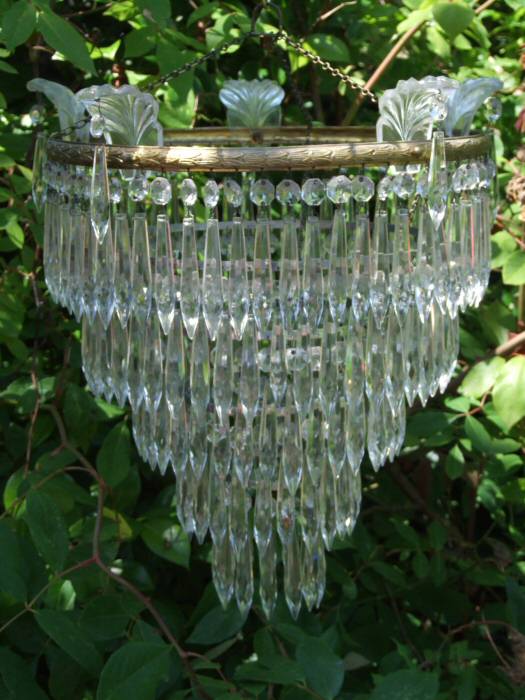 A Large Mid 20th Century 5 Tier Icicle Drop Chandelier