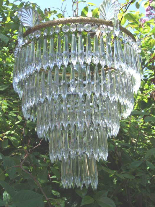 A Large Mid 20th Century 5 Tier Icicle Drop Chandelier