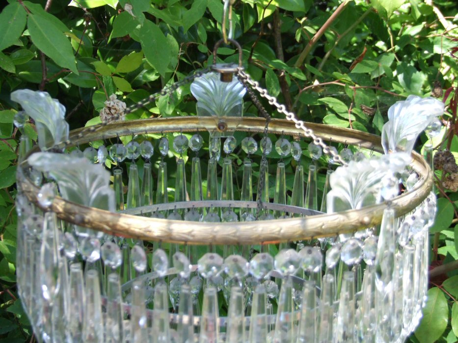 A Large Mid 20th Century 5 Tier Icicle Drop Chandelier