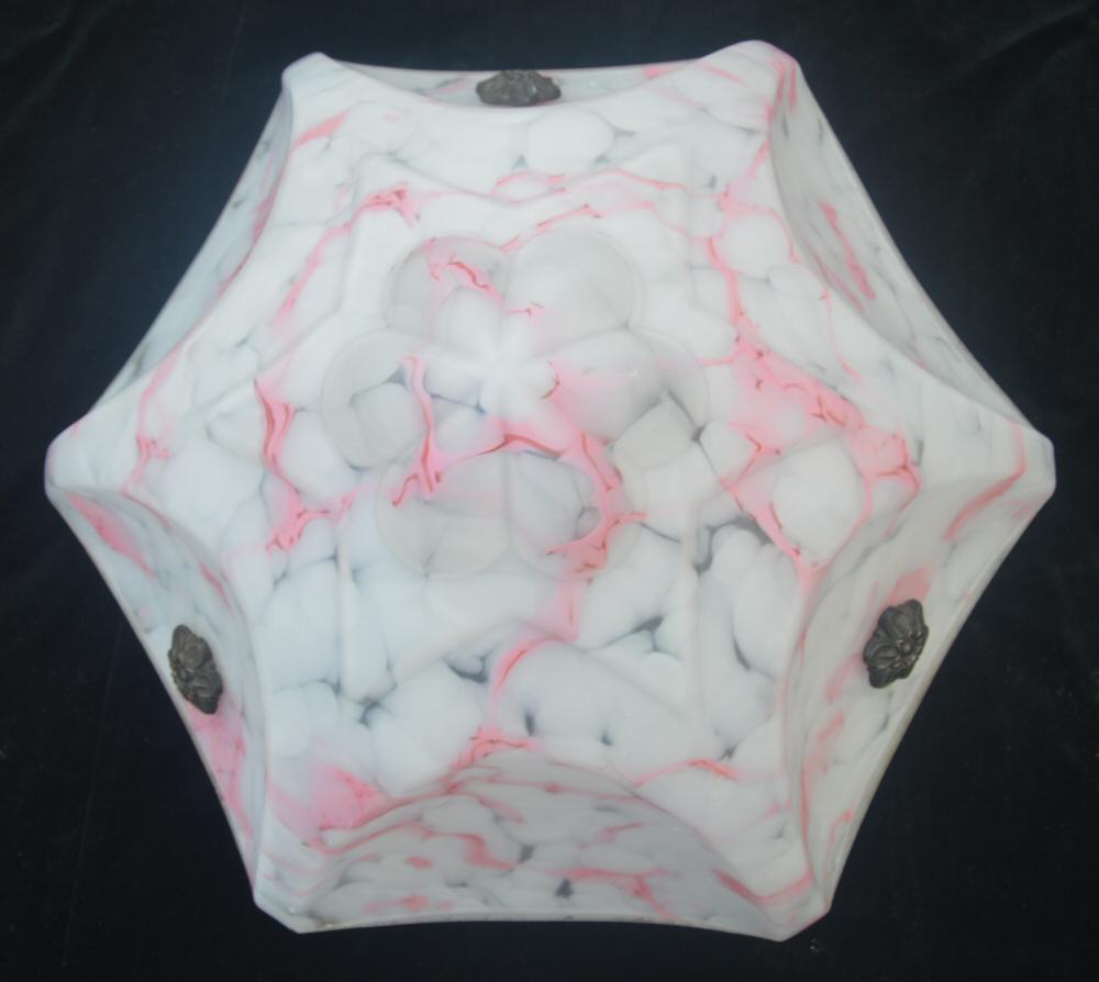 Stunning Mottled Pink Art Deco Ceiling Light