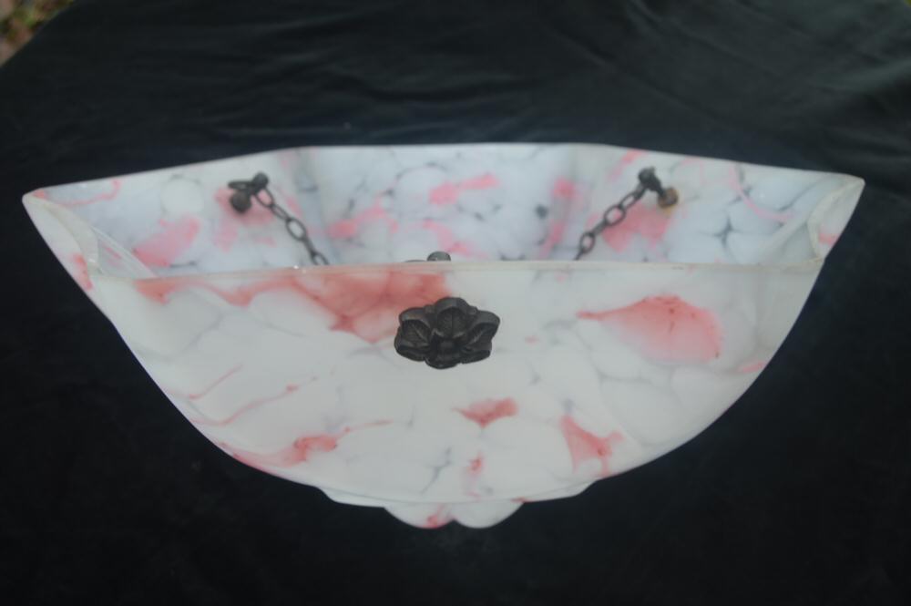 Stunning Mottled Pink Art Deco Ceiling Light