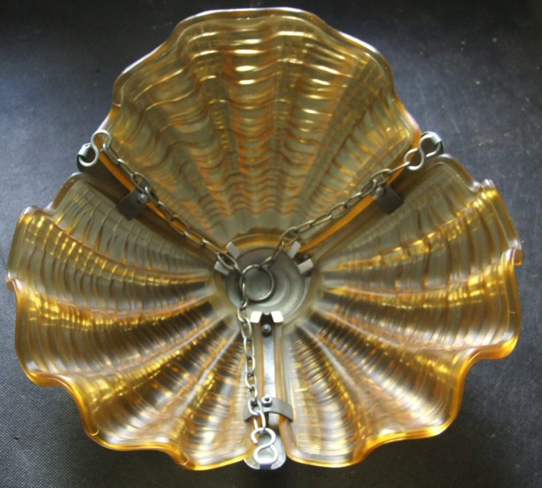 Dark Amber Art Deco Shell Ceiling Light