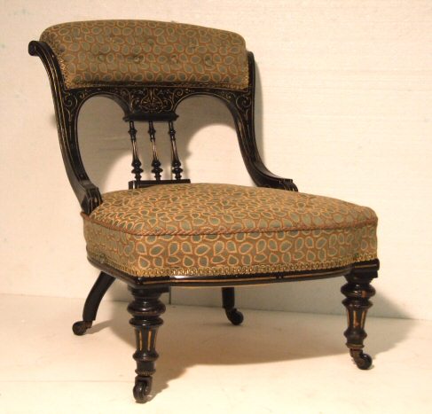 Edwardian ebonised and gilt chair
