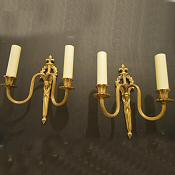 Pair of Edwardian Double Arm Brass Wall Lights 