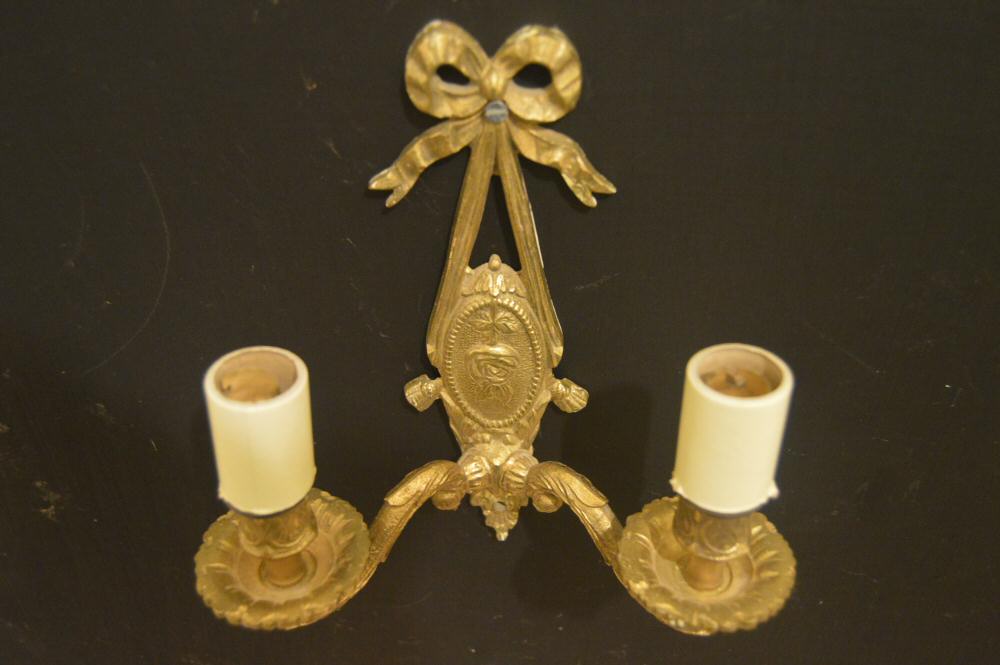 A Pair of Double Arm Brass Wall Lights 