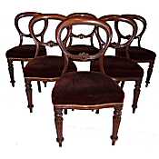 6 Victorian balloon back dining chairs
