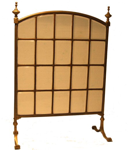 Edwardian brass and glass firecreen