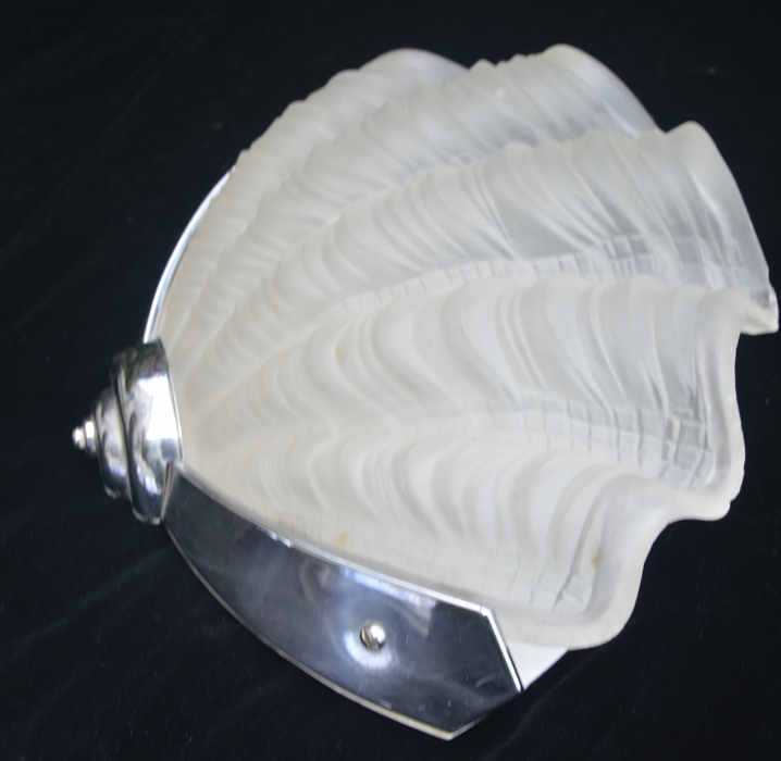 Set of 3 Opaque Art Deco Shell Wall Lights 