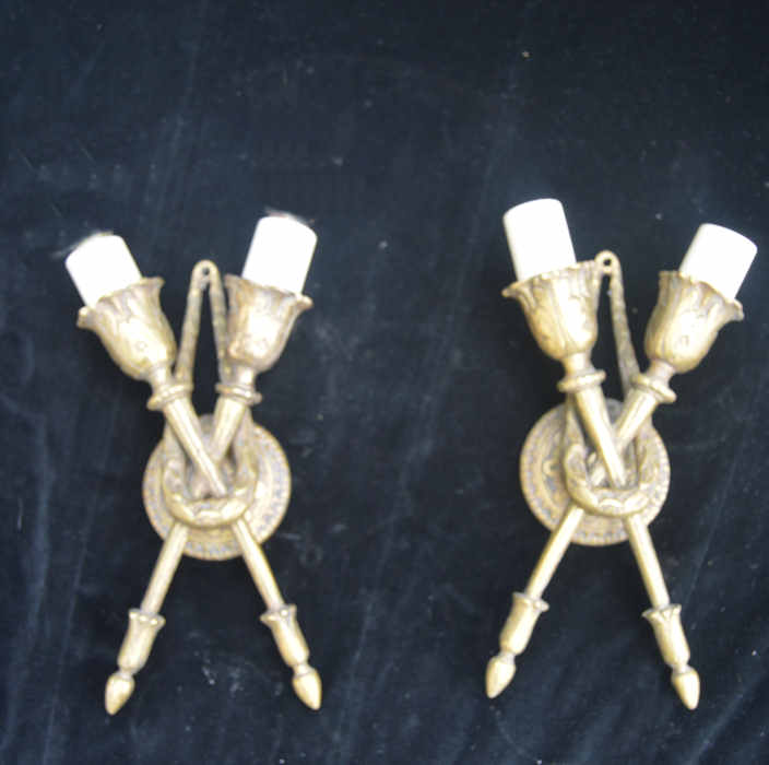 air of Edwardian Twin Arm Brass Wall Lights 