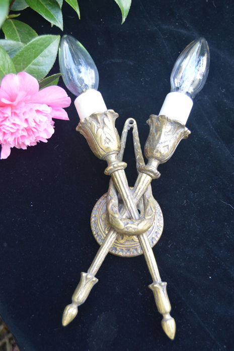 air of Edwardian Twin Arm Brass Wall Lights 