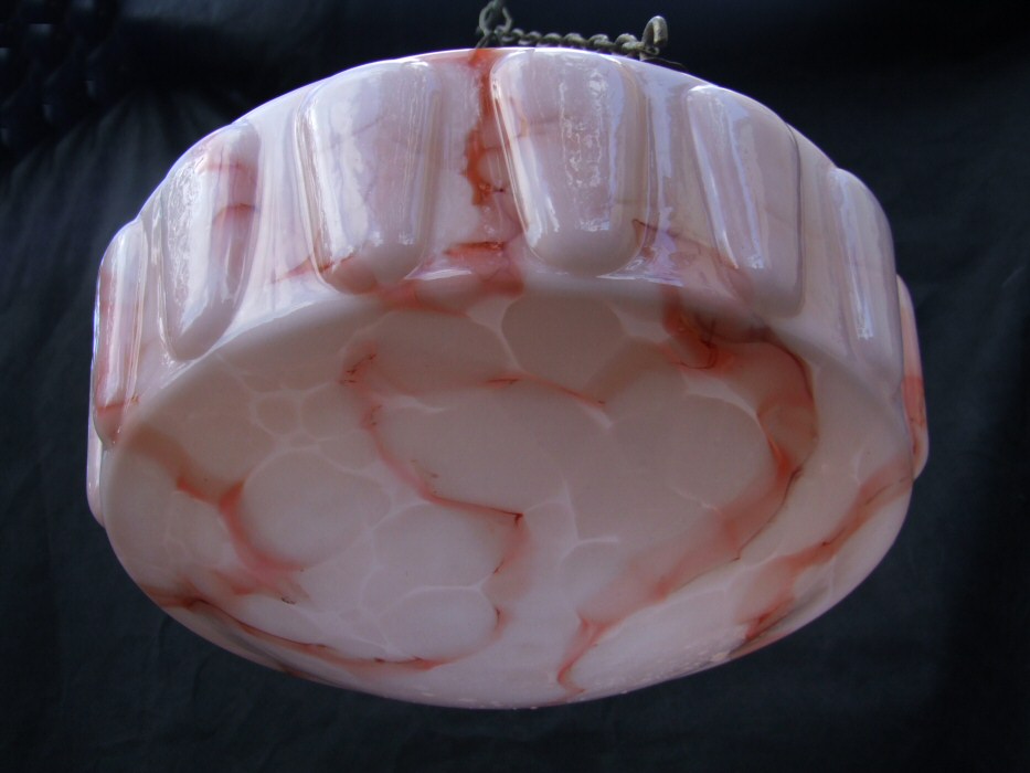 Art Deco Mottled Strawberry Red Ceiling Light