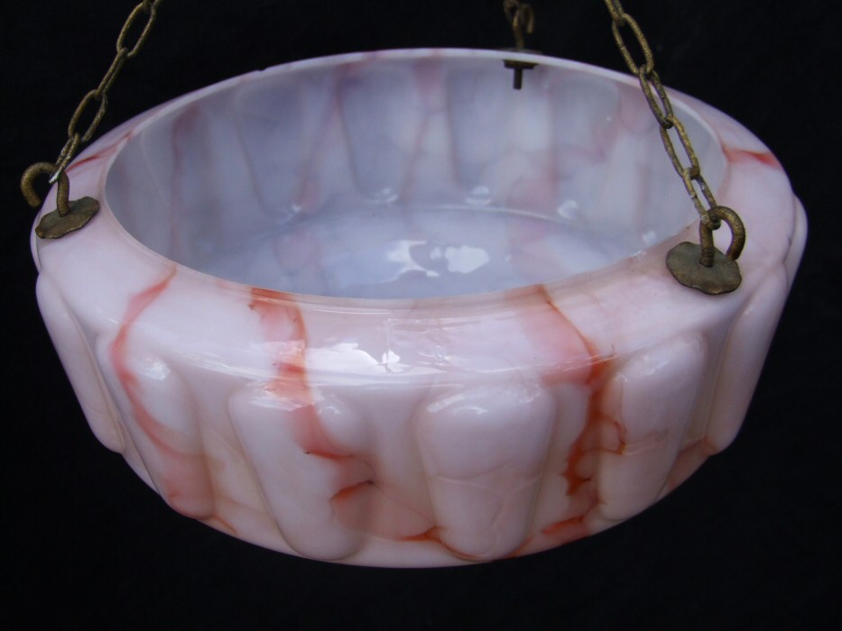 Art Deco Mottled Strawberry Red Ceiling Light