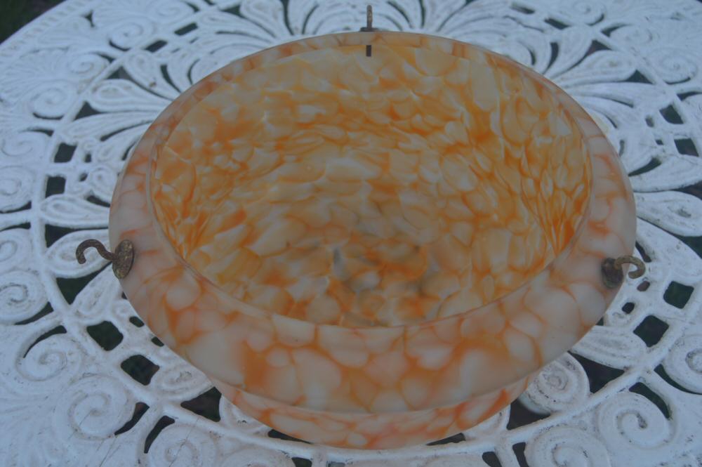 Art Deco Mottled Deep Tangerine Ceiling Light 