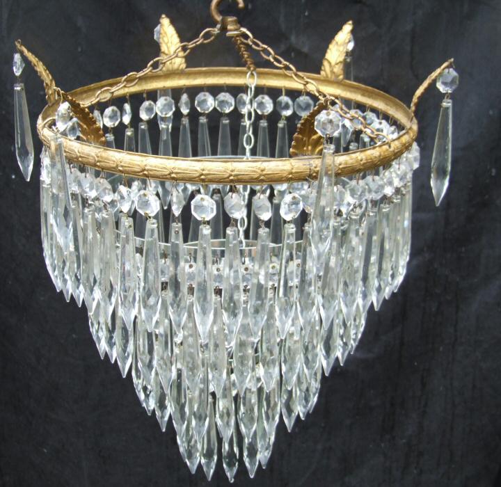 A Large Edwardian 4 Tier Icicle Drop Chandelier