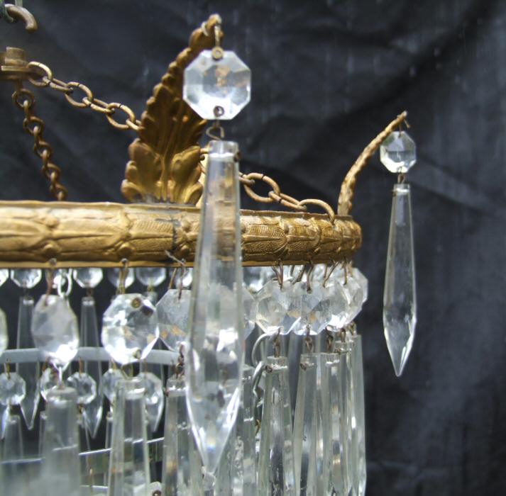 A Large Edwardian 4 Tier Icicle Drop Chandelier