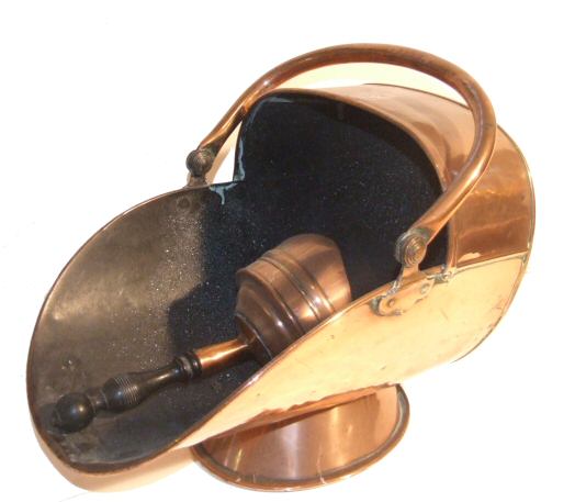 Georgian copper coal bin and shovel