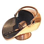 Georgian copper coal bin and shuvel