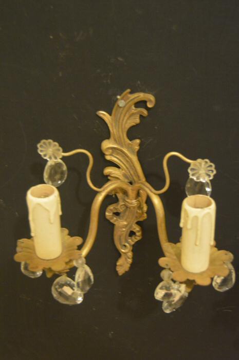 pair of double arm accanthus brass wall lights