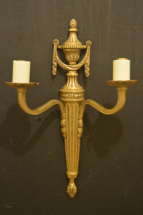 Pair of Edwardian Double Arm Cast Brass W