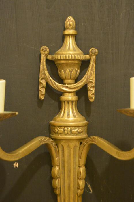 Pair of Edwardian Double Arm Cast Brass W