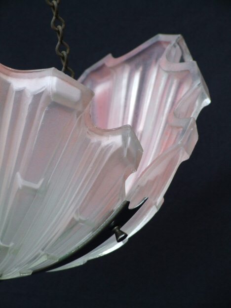 Art Deco Pink Opaque Shell Ceiling Light