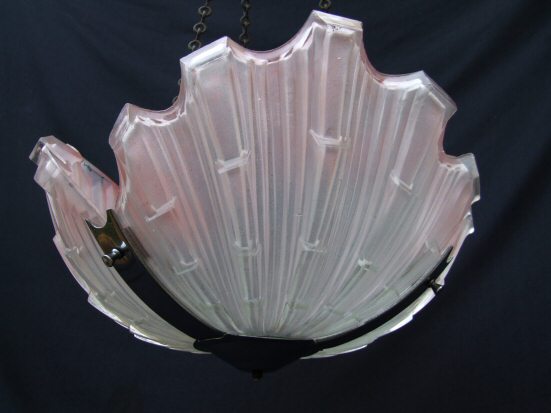 Art Deco Pink Opaque Shell Ceiling Light