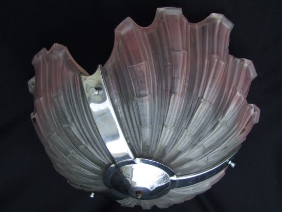 Art Deco Pink Opaque Shell Ceiling Light