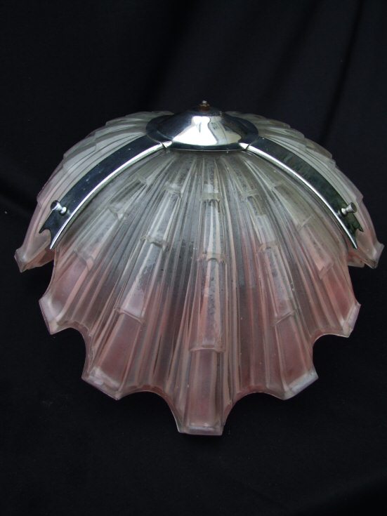 Art Deco Pink Opaque Shell Ceiling Light