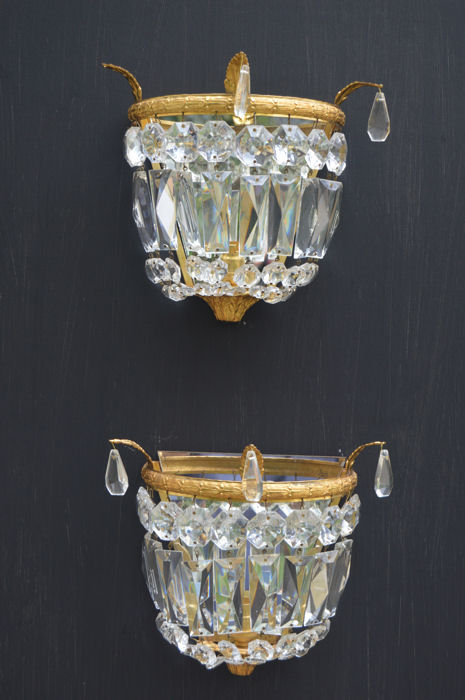 Circa 1930 Purse Wall Lights with accanthus leaf decoration