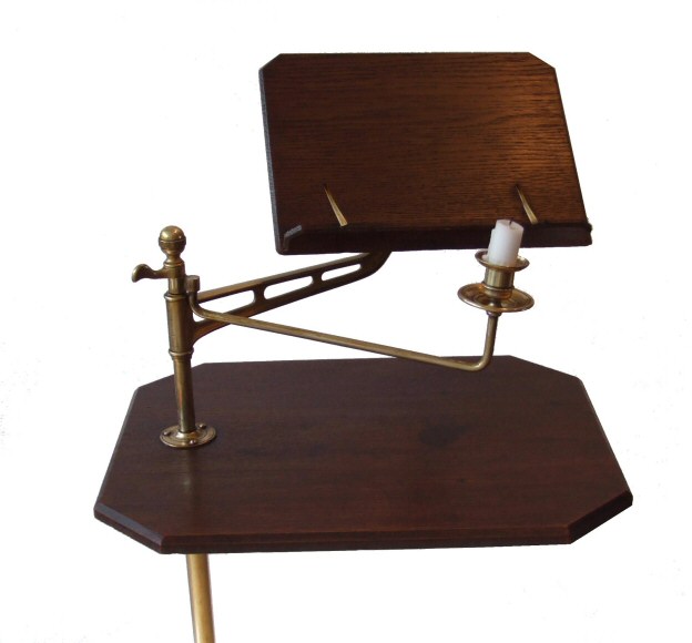 Victorian oak and brass adjustable music/reading stand